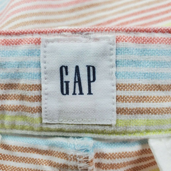 CC - Gap Womens Shorts 2 City Short Mid Rise Red Yellow Blue Stripe Casual NWT - Picture 7 of 10